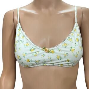 Pacsun Floral Bikini Top Large Tied Back Cottagecore Coquette White Yellow